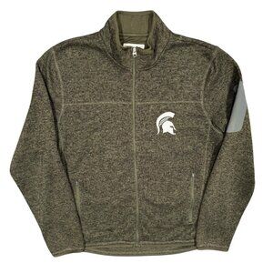 Michigan State Spartans MSU NCAA Football Full Zip Fleece Sweater Brown Large
